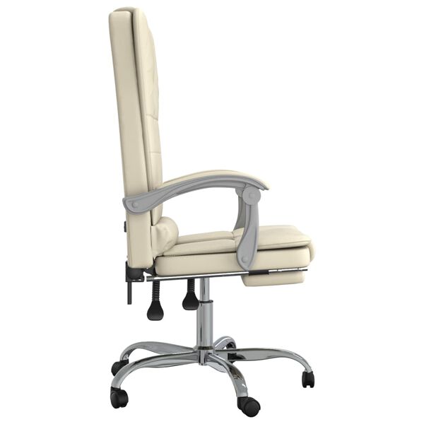 vidaXL Fauteuil de massage inclinable de bureau Cr&egrave;me Similicuir