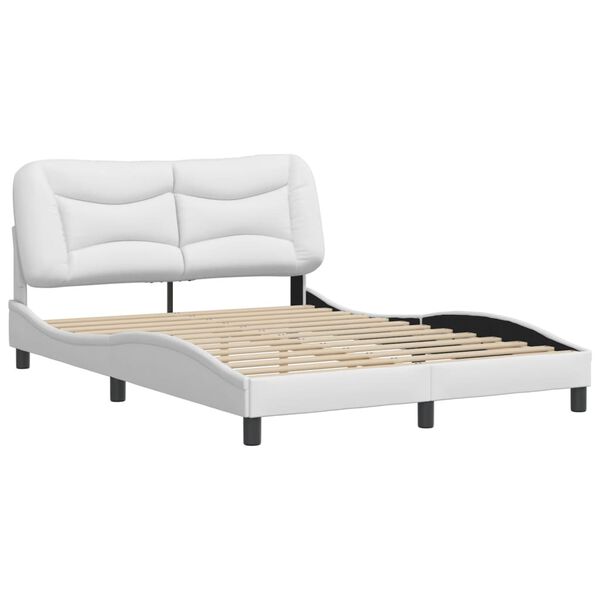 vidaXL Cadre de lit sans matelas Hvar blanc 140x190 cm similicuir