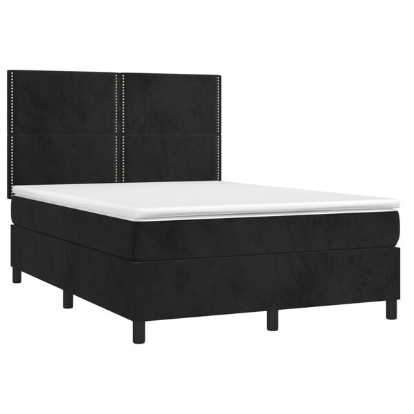 vidaXL Sommier &agrave; lattes de lit avec matelas Noir 140x200 cm Velours