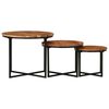 vidaXL Tables basses gigognes 3 pcs bois massif d'acacia et fer