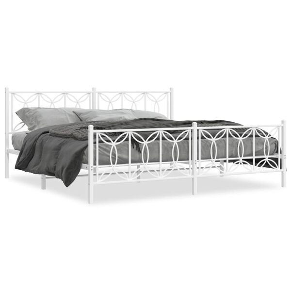 vidaXL Cadre de lit m&eacute;tal sans matelas et pied de lit blanc 200x200 cm