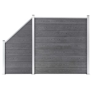vidaXL Ensemble de cl&ocirc;ture WPC 1 Carr&eacute; + 1 Inclin&eacute; 273x186 cm Gris