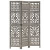 vidaXL Cloison de s&eacute;paration 3 panneaux Gris 120x165 cm Bois manguier