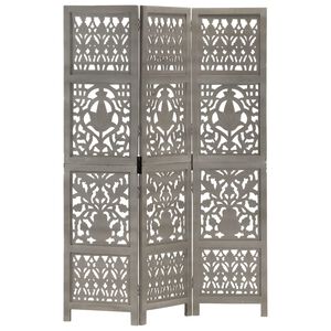 vidaXL Cloison de s&eacute;paration 3 panneaux Gris 120x165 cm Bois manguier