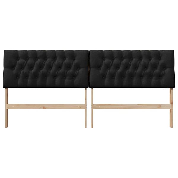 vidaXL T&ecirc;te de lit capitonn&eacute;e Noir 200 cm Pin massif