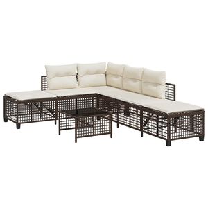 vidaXL Salon de jardin d'angle et coussins 3 pcs marron r&eacute;sine tress&eacute;e