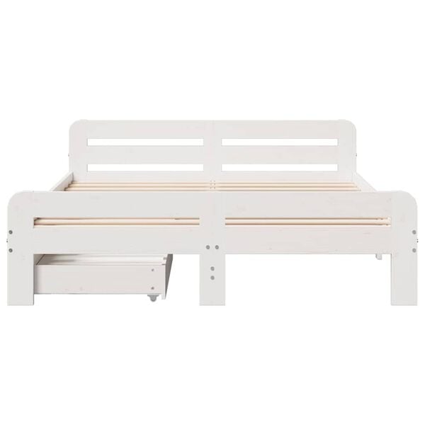 vidaXL Cadre de lit sans matelas blanc 140x200 cm bois de pin massif