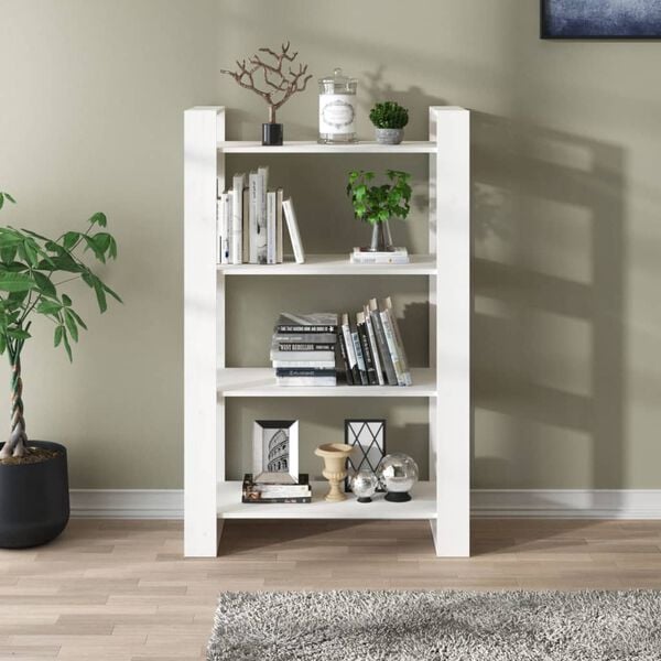 vidaXL Biblioth&egrave;que/S&eacute;parateur de pi&egrave;ce Blanc 80x35x125 cm Pin massif