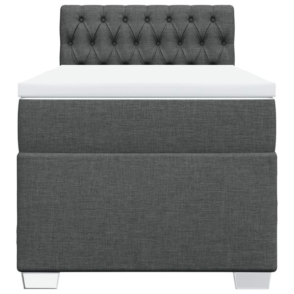 vidaXL Sommier à lattes de lit avec matelas Gris foncé 90x200 cm Tissu