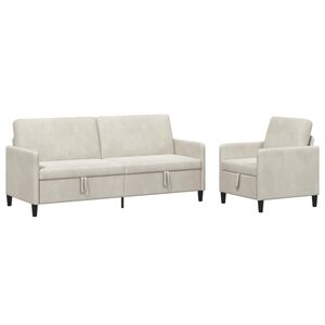 vidaXL Canap&eacute; avec rangement 2 pc Cr&egrave;me Polyester