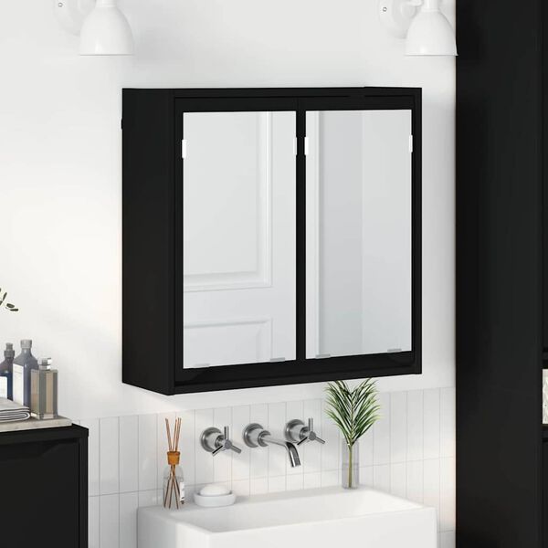 vidaXL Armoire Miroir de Salle de Bain avec porte Noir 60 x 20 x 60 cm