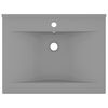 vidaXL Lavabo avec trou de robinet Gris clair mat 60x46 cm C&eacute;ramique