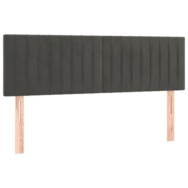 vidaXL T&ecirc;tes de lit Gris fonc&eacute; 144x5x78/88 cm Velours
