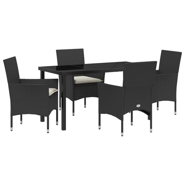 vidaXL Ensemble de salle &agrave; manger pour jardin 5 pcs Noir polyrotin