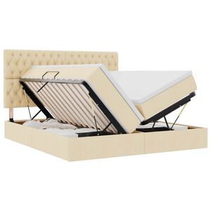 vidaXL Lit de Rangement avec t&ecirc;te de lit Cr&egrave;me 200 x 200 cm Tissu