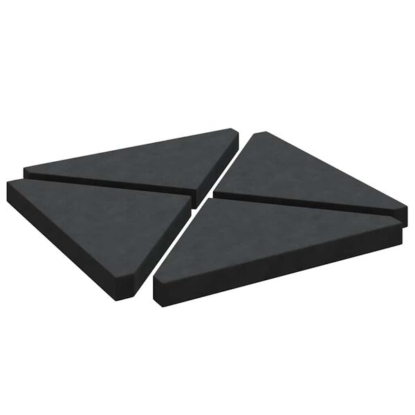 vidaXL Plaques de poids de parasol 4 pcs triangulaire granit noir 14kg