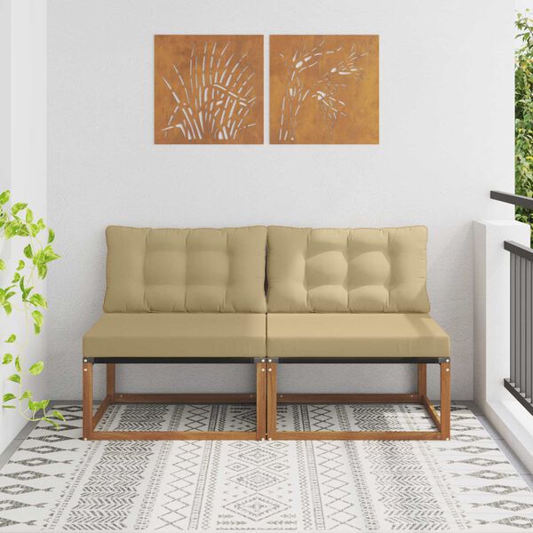 vidaXL 2 Pi&egrave;ce Sofa de milieu ext&eacute;rieur Bois d'Acacia Massif Naturel