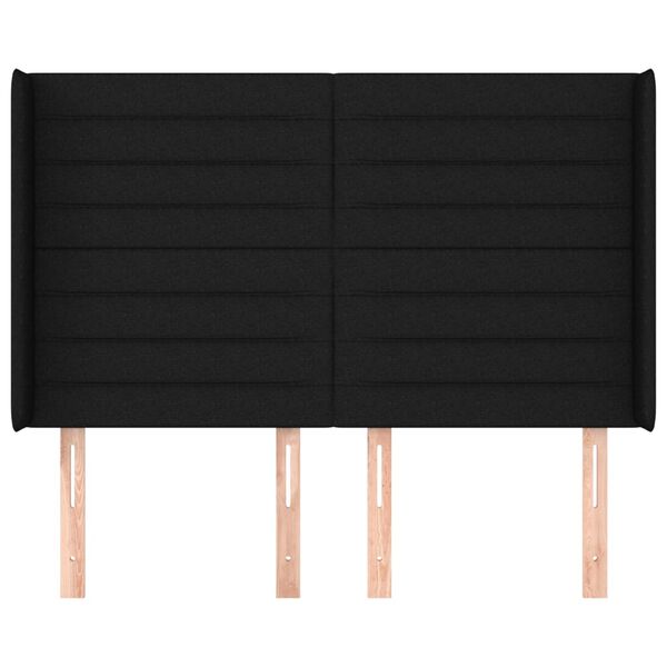 vidaXL T&ecirc;te de lit avec oreilles Noir 147x16x118/128 cm Tissu