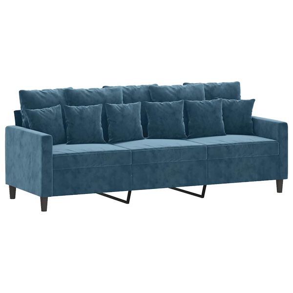 vidaXL Canap&eacute; &agrave; 3 places Bleu 180 cm Velours