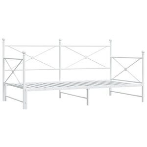 vidaXL Lit de jour avec lit gigogne sans matelas blanc 107x203cm acier