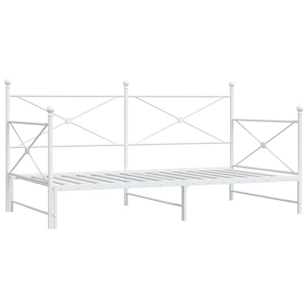 vidaXL Lit de jour avec lit gigogne sans matelas blanc 107x203cm acier