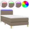 vidaXL Sommier &agrave; lattes de lit avec matelas LED Taupe 90x190 cm Tissu