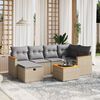 vidaXL Salon de jardin avec coussins 6pcs m&eacute;lange beige r&eacute;sine tress&eacute;e