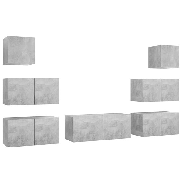 vidaXL Ensemble de meubles TV 7 pcs Gris b&eacute;ton Bois d'ing&eacute;nierie