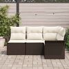 vidaXL Ensemble de canap&eacute; de jardin 4 pcs Marron polyrotin