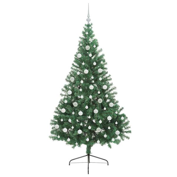 vidaXL Sapin de No&euml;l artificiel pr&eacute;-&eacute;clair&eacute; Vert 210 cm PVC