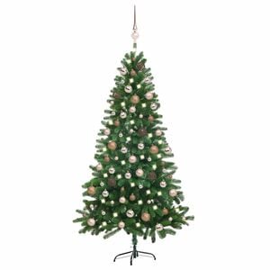vidaXL Arbre de No&euml;l artificiel pr&eacute;-&eacute;clair&eacute; et boules 180 cm vert