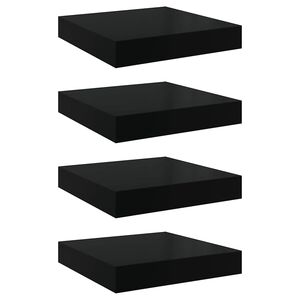 vidaXL &Eacute;tag&egrave;re murale flottante 4 pcs Noir brillant 23x23,5x3,8 cm MDF