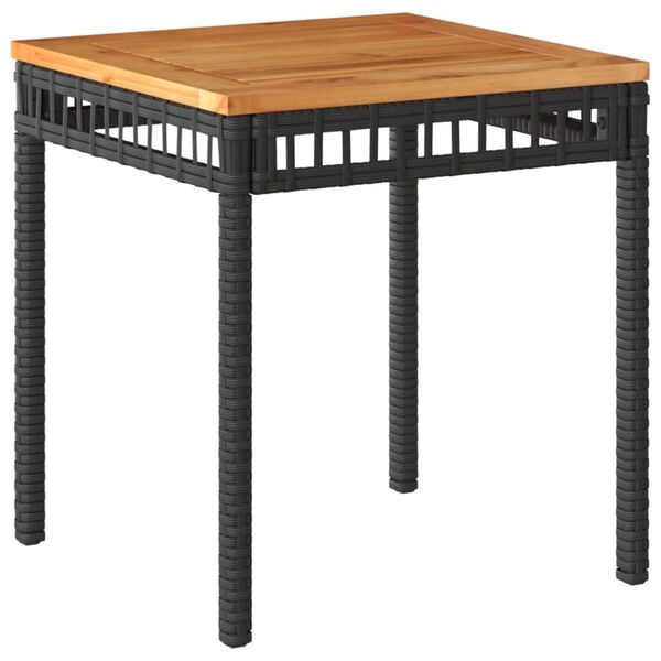 vidaXL Table de jardin noir 38x38x42 cm r&eacute;sine tress&eacute;e et bois acacia