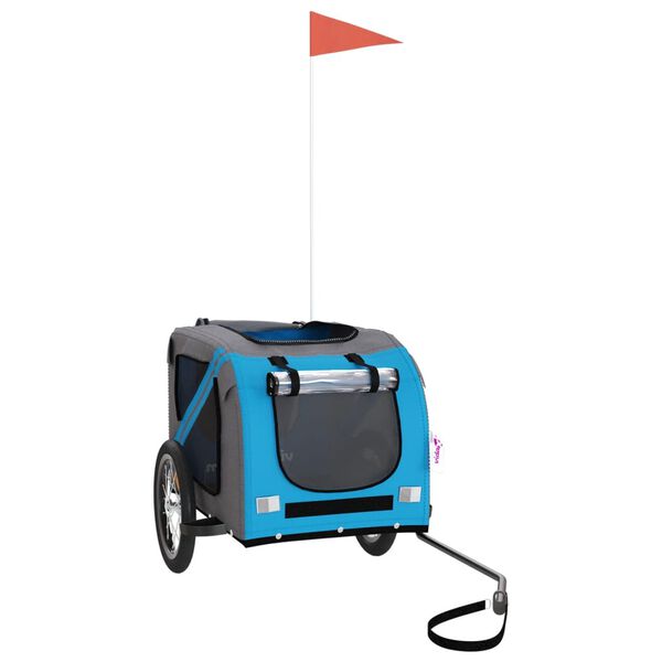 vidaXL Remorque de v&eacute;lo pour animaux de compagnie bleu et gris