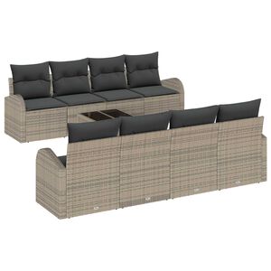 vidaXL Ensemble de canap&eacute; de jardin 9 pc Gris polyrotin