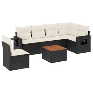 vidaXL Salon de jardin 7 pcs avec coussins noir r&eacute;sine tress&eacute;e