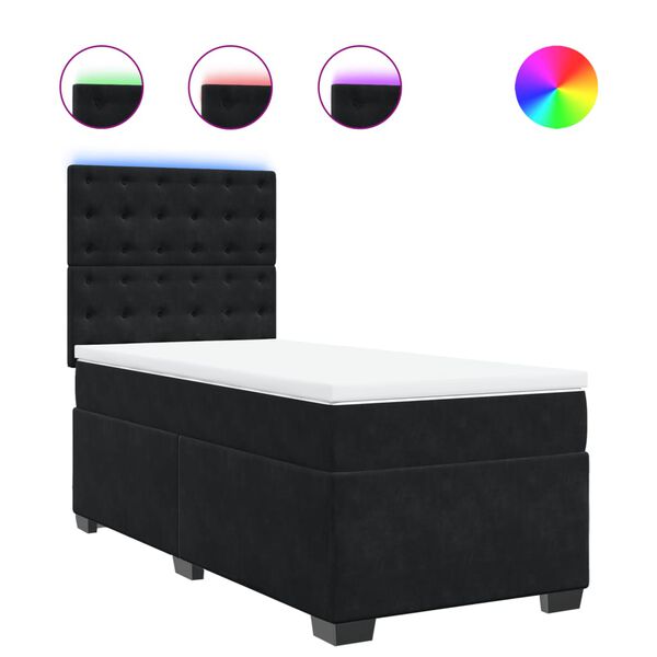 vidaXL Sommier &agrave; lattes de lit avec matelas Noir 100x200 cm Velours