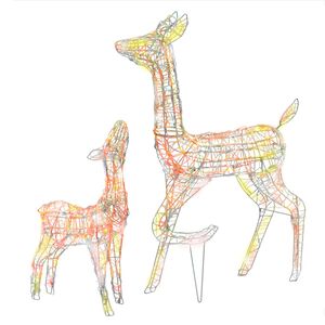 vidaXL Famille de rennes de d&eacute;coration Acrylique 160 LED color&eacute;