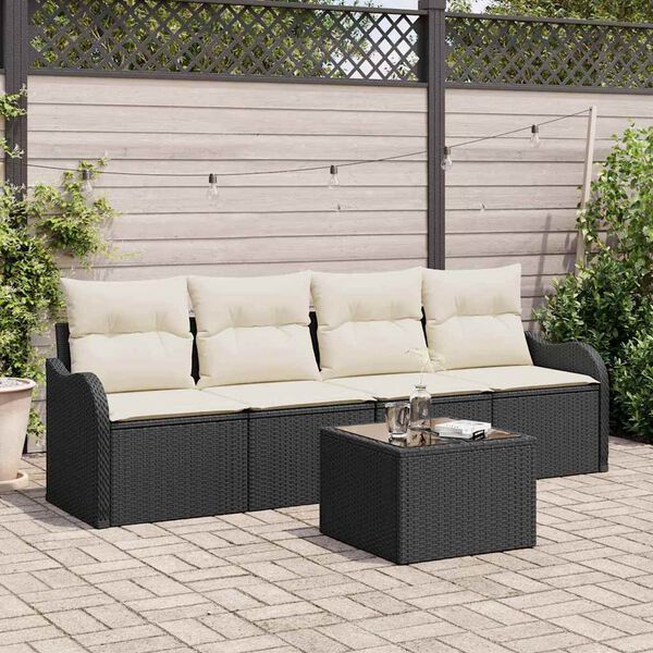 vidaXL Ensemble de canap&eacute; de jardin Noir polyrotin