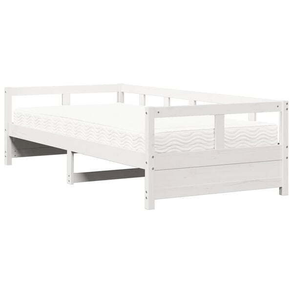 vidaXL Lit de jour avec matelas blanc 80x200 cm bois de pin massif