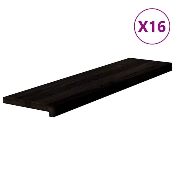 vidaXL Marches d'escalier 16 pcs marron fonc&eacute; 100x30x2 cm ch&ecirc;ne massif