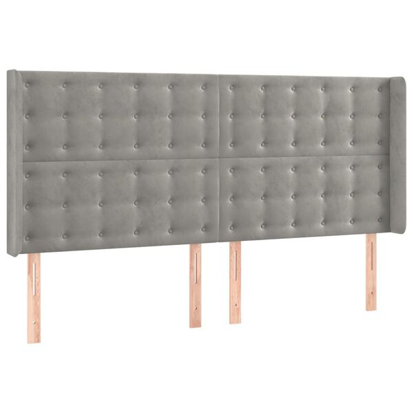 vidaXL T&ecirc;te de lit &agrave; LED Gris clair 203x16x118/128 cm Velours