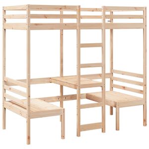 vidaXL Lit mezzanine avec bureau et chaises 80x200 cm pin massif