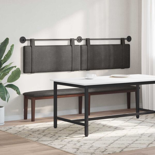 vidaXL T&ecirc;te de lit suspendue Uni Noir 210 x 55 x 5 cm PU antique