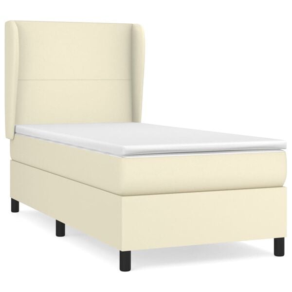 vidaXL Sommier &agrave; lattes de lit avec matelas Cr&egrave;me 80x200 cm Similicuir