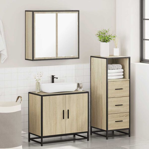 vidaXL Ensemble de meubles de salle de bain 3 pcs ch&ecirc;ne sonoma