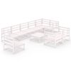 vidaXL Salon de jardin 10 pcs Blanc Bois de pin massif