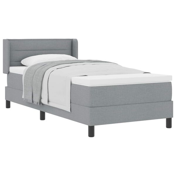vidaXL Lit &agrave; ressorts avec matelas Gris clair 190 x 90 cm Polyester
