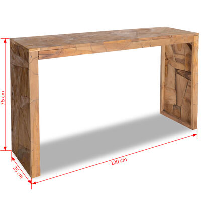 vidaXL Table console Bois de teck érodé 120 x 35 x 76 cm