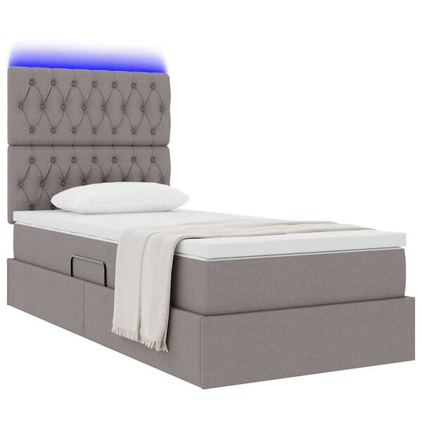 vidaXL Lit avec rangement et LED avec LED Taupe 90 x 200 cm Polyester